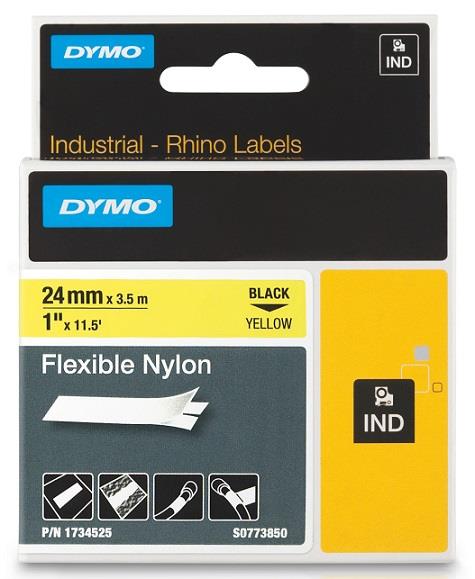 DYMO nylonová flexibilní páska RHINO D1 24 mm x 3,5 m, černá na žluté, S0773850