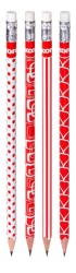 Trojhranná tužka Kores  -  červeno-bílá / HB
