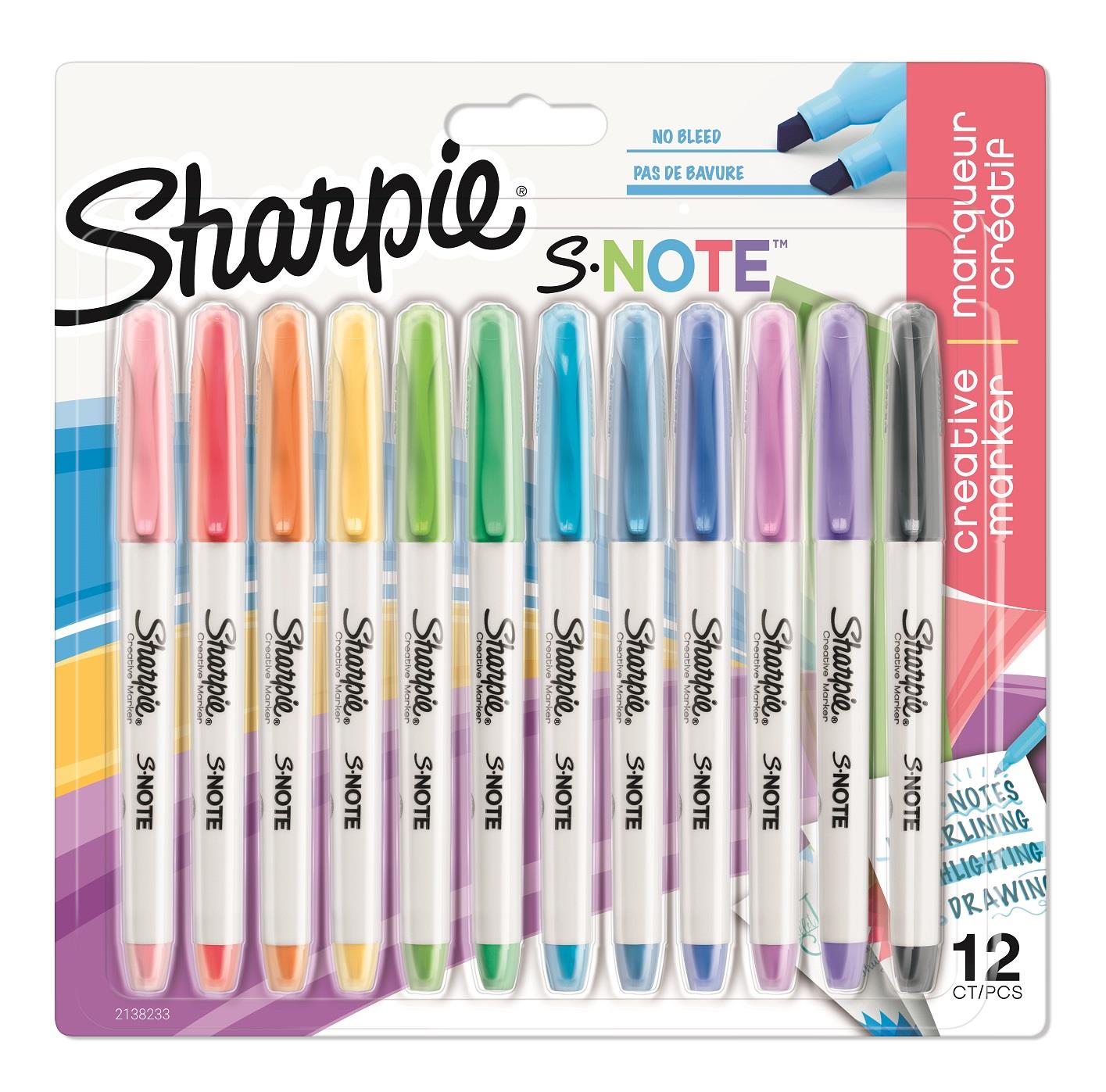 Zvýrazňovač Sharpie S-Note - sada 12 barev