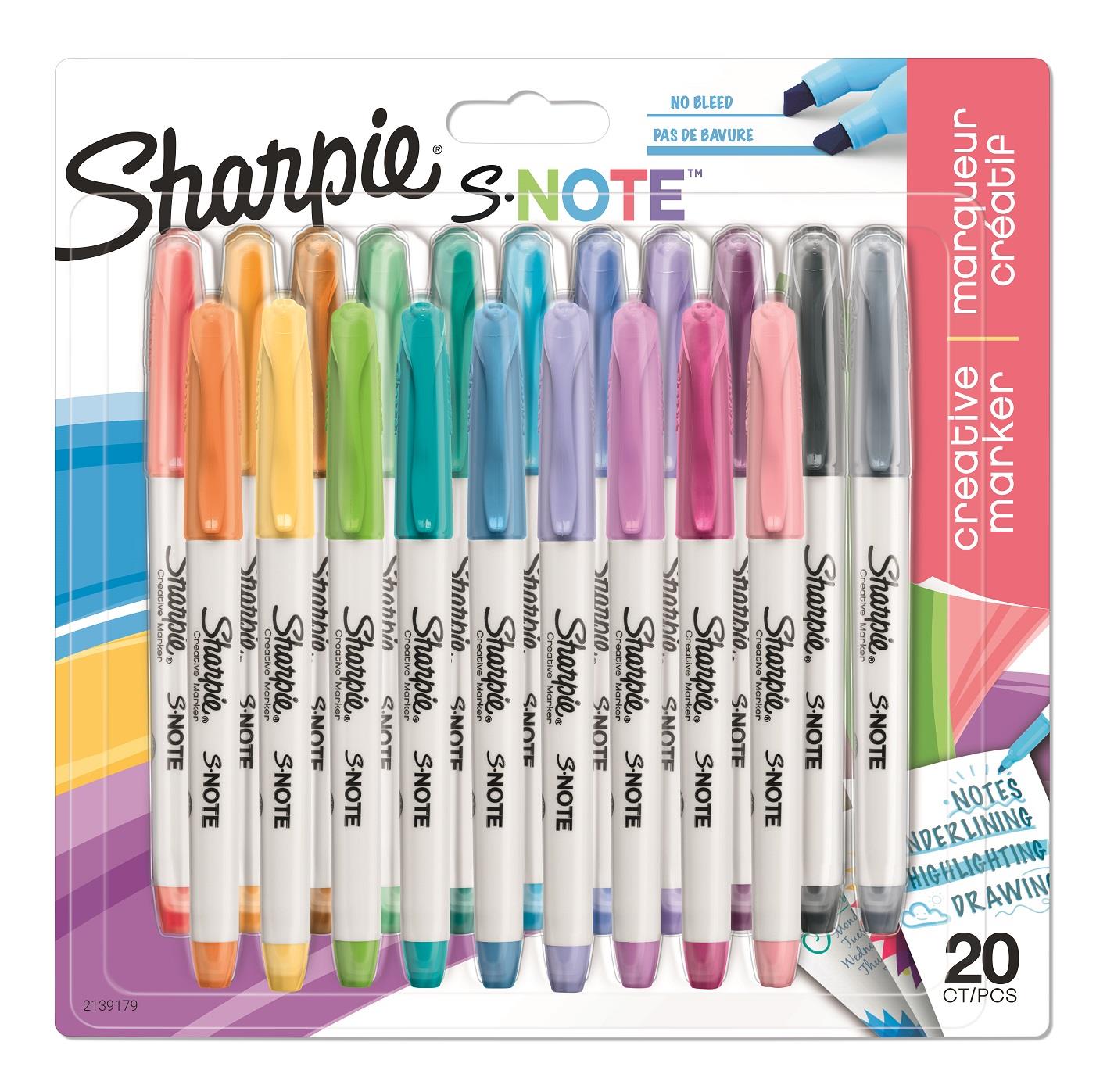 Zvýrazňovač Sharpie S-Note - sada 20 barev
