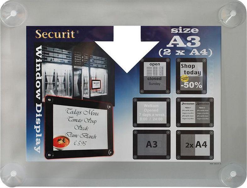 Securit Informační rámeček na sklo A3, šedý