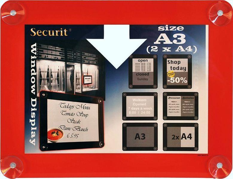 Securit Informační rámeček na sklo A4, červený