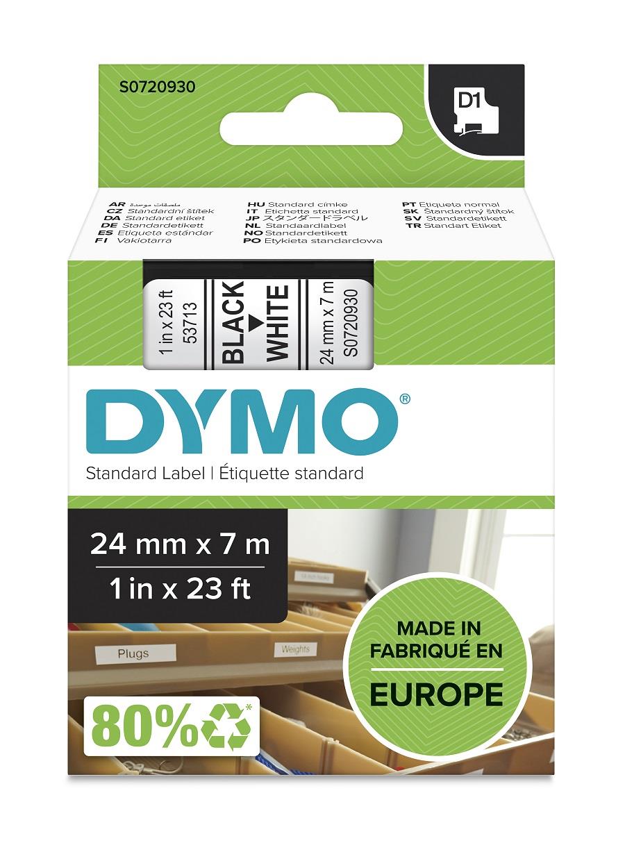 DYMO páska D1 24mm x 7m, černá na bílé, 53713, S0720930
