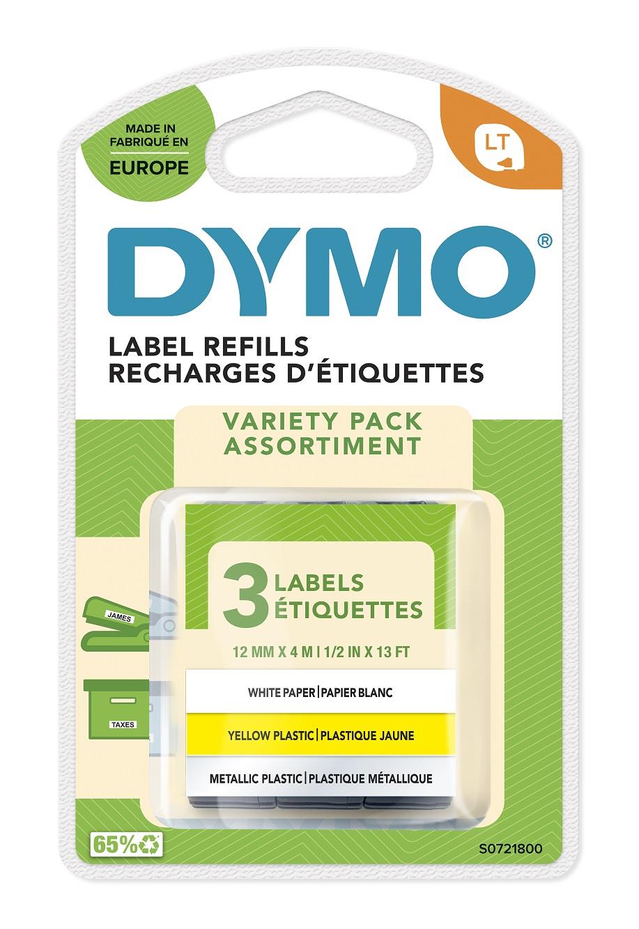 Dymo LetraTag páska Multi-pack (bílá papír, žlutá plast, stříbrná) S0721800