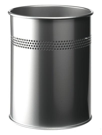 Odpadkový koš kovový kulatý 15 P/30, s perforací, stříbrná