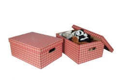 Krabice úložná s víkem -  červená / A3 / 44 x 32 x 20 cm