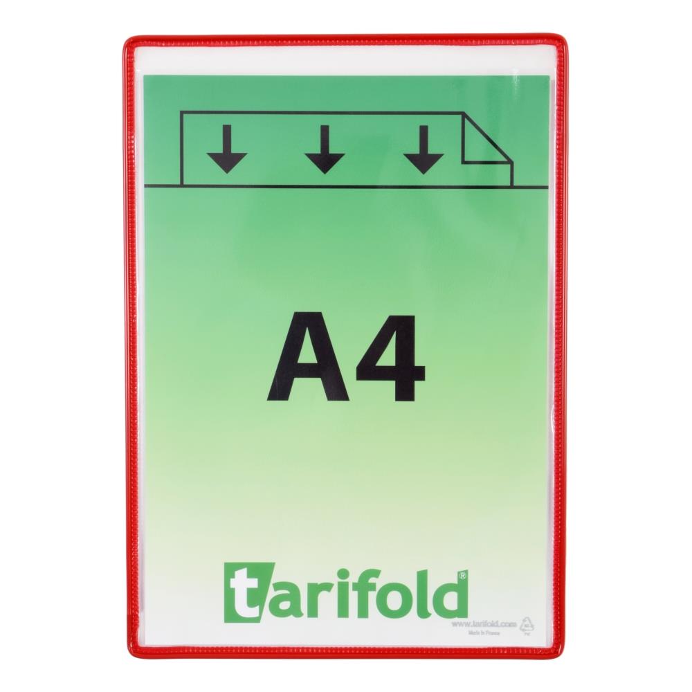 Tarifold rámeček s kapsou samolepicí, A4, otevřený shora, nepermanentní, červený - 5 ks