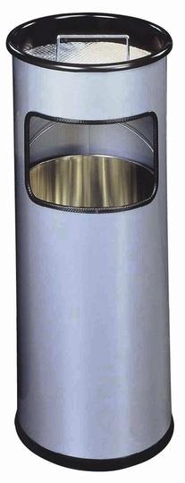 DURABLE Odpadkový koš kovový kulatý s popelníkem, stříbrný